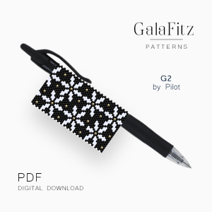Black and White Floral Peyote Pen Wrap Pattern