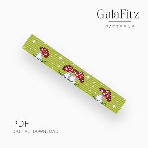 Red Mushroom Meadow Loom Bracelet Pattern