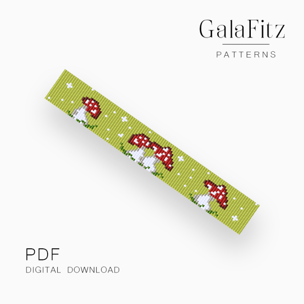 Red Mushroom Meadow Loom Bracelet Pattern