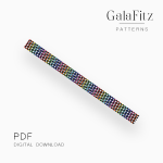 Black and white checkerboard bead pattern with bright rainbow colored accents on a loom bracelet design
