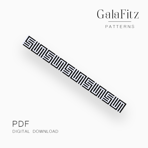 Black White Maze Loom Bracelet Pattern, PDF