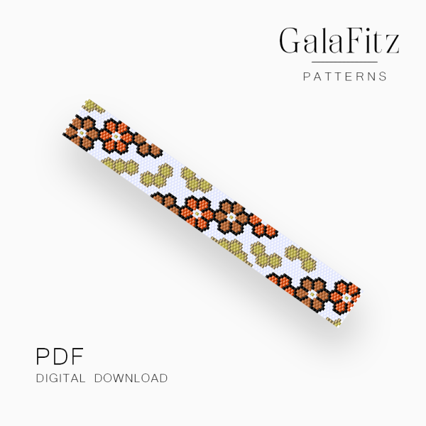 Floral Honeycomb Peyote Bracelet Pattern, PDF