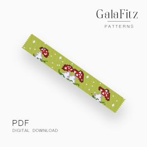 Red Mushroom Peyote Bracelet Pattern PDF