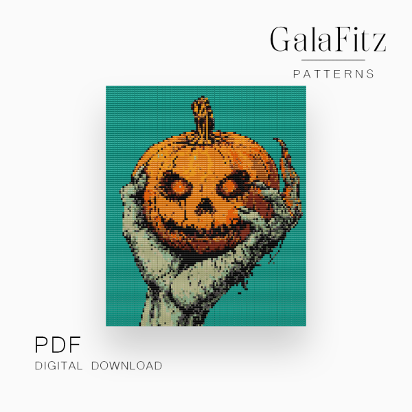 Zombie Hand Halloween Bead Tapestry Pattern, PDF
