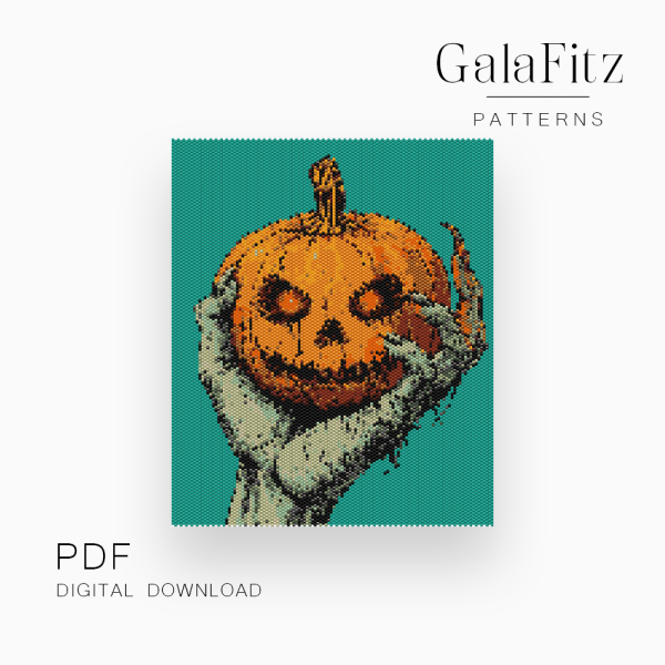 Zombie Hand Halloween Bead Tapestry Pattern, PDF