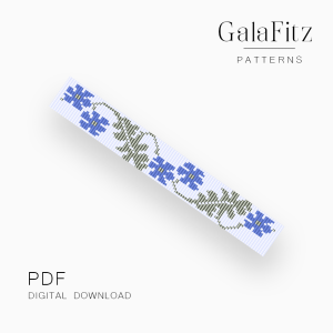 Blue Cornflower Loom Bracelet Pattern – Floral Beadwork by GalaFitz
