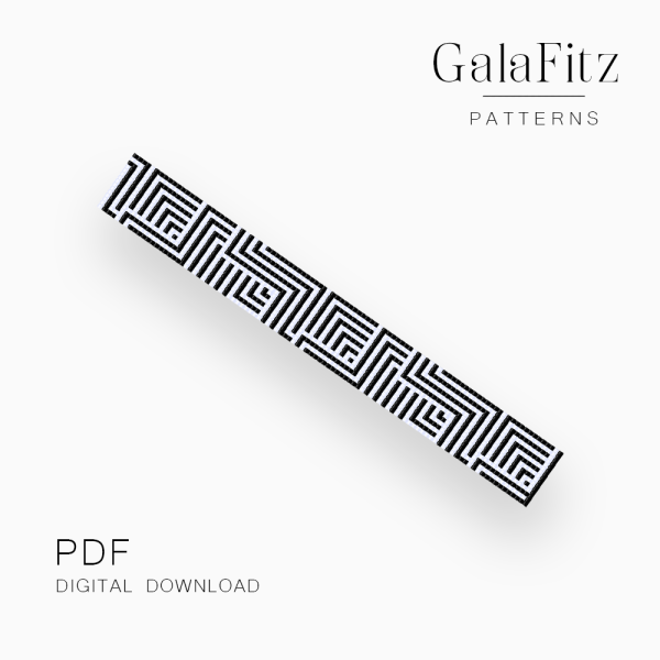 Geometric Black and White Loom Bracelet Pattern, PDF