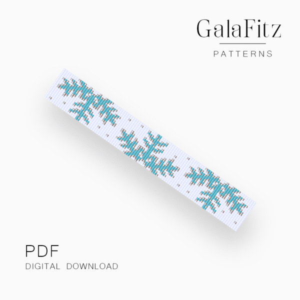 Snowflake Loom Bracelet Pattern – Blue Winter Cuff PDF