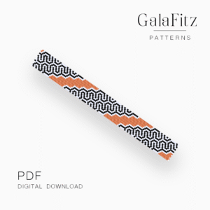 Geometric Black & Orange Peyote Bracelet Pattern – PDF Beadwork Design