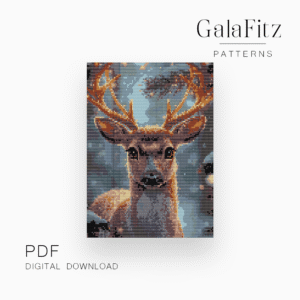Winter Deer Lights Bead Loom Tapestry Pattern PDF