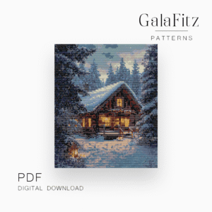 Snowy Cabin Forest Tapestry Loom Beading Pattern