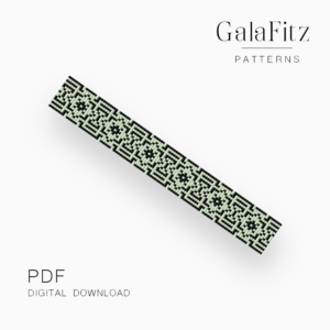 Geometric Loom Bracelet Pattern in Black and Mint