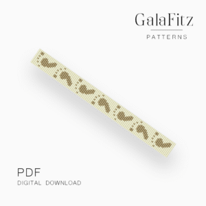 Minimalist bead loom bracelet pattern inspired by footprints in wet sand with a repeating beige motif.