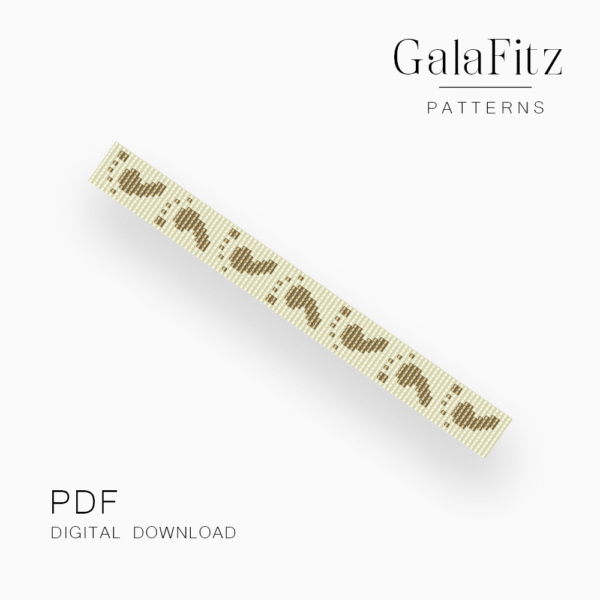 Minimalist bead loom bracelet pattern inspired by footprints in wet sand with a repeating beige motif.