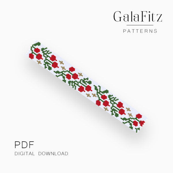 Red Berries Peyote Bracelet Pattern | PDF Bead Design