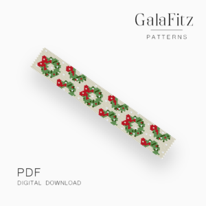 Holiday Christmas Wreath Peyote Bracelet Pattern PDF