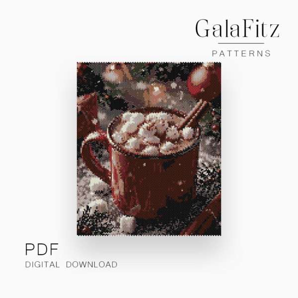 Cozy Christmas Cocoa Bead Peyote Tapestry Pattern PDF