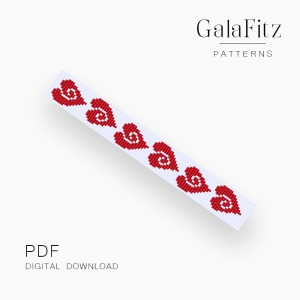 Red Hearts Loom Bracelet Pattern, PDF
