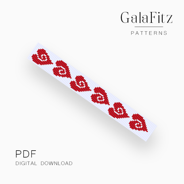 Red Hearts Loom Bracelet Pattern, PDF