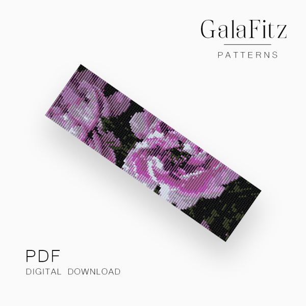Pink Peony Loom Bracelet Pattern, PDF