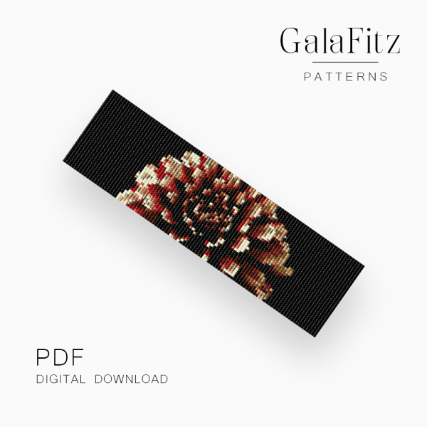 Red Dahlia Bloom Loom Bracelet Pattern