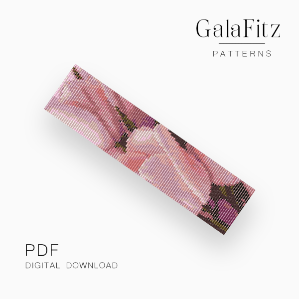 Pink Tulip Loom Bracelet Pattern in Soft Pastel Tones, PDF