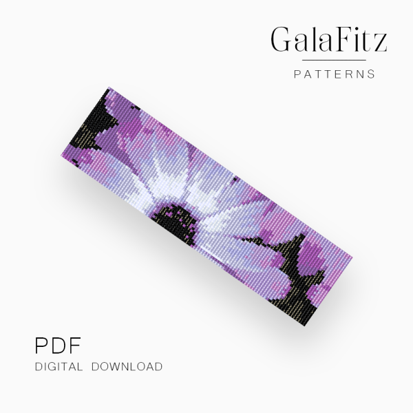 Daisy Flower Loom Bracelet Pattern – Purple Floral Design DIY, PDF