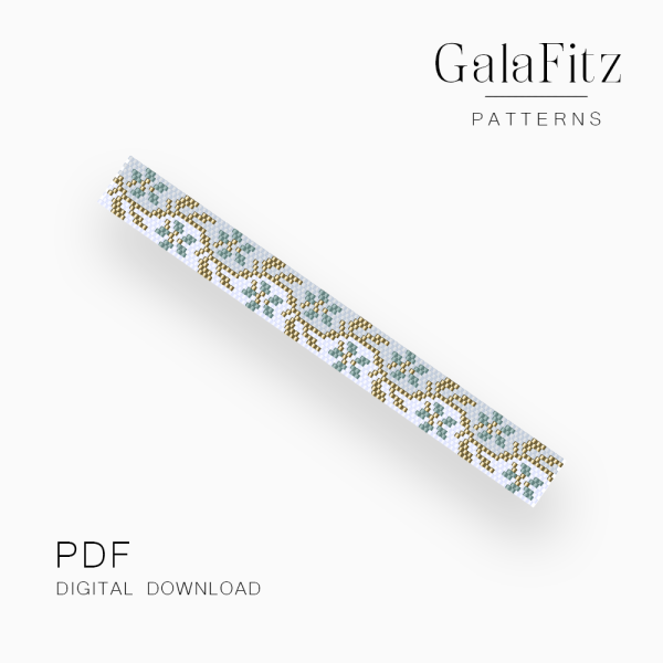 Chic Floral Twig Peyote Bracelet Pattern, PDF