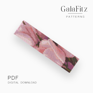 Pink Tulip Peyote Bracelet Pattern in Soft Pastel Tones
