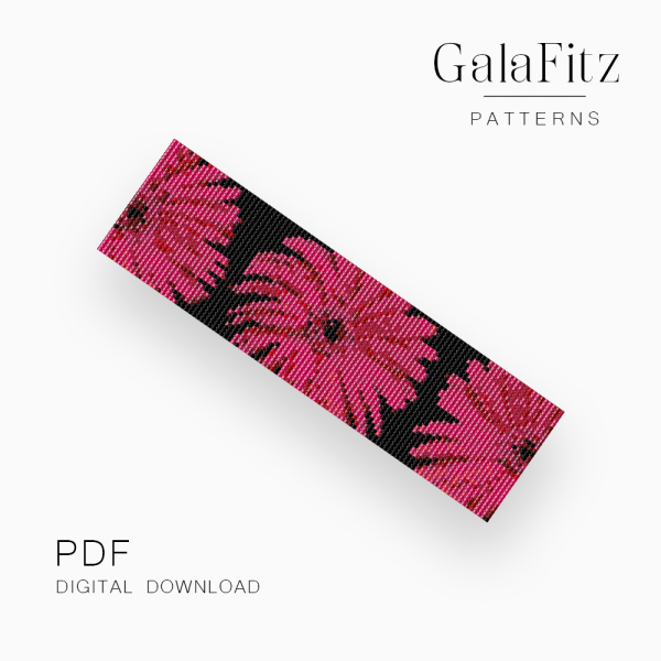 Bold Pink Gerbera Loom Bracelet Pattern, PDF