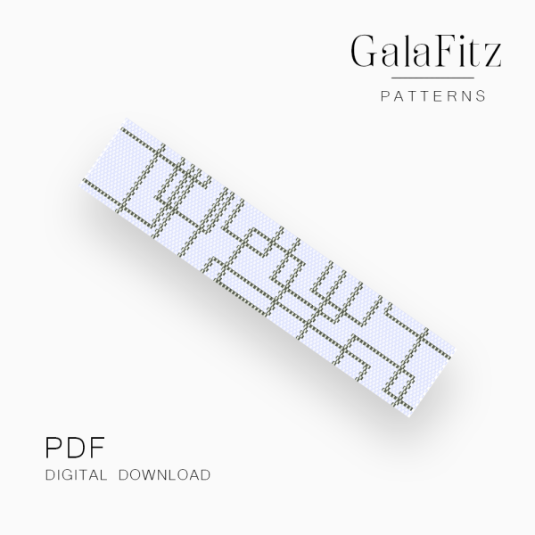 Silver Geometric Lines Peyote Bracelet Pattern, PDF