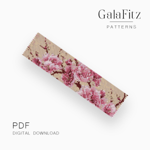 Soft Sakura Blossom Peyote Bracelet Pattern