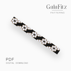 Black and Gold Floral Loom Bracelet Pattern