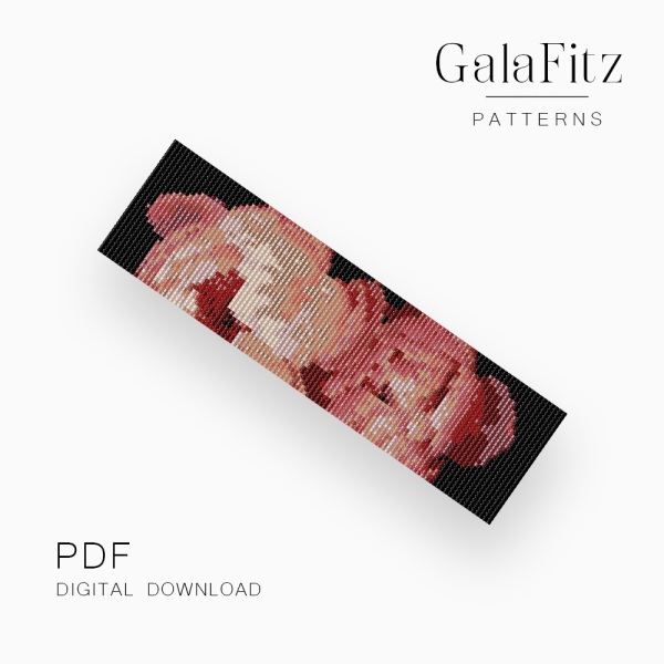Peony Floral Loom Bracelet Pattern PDF
