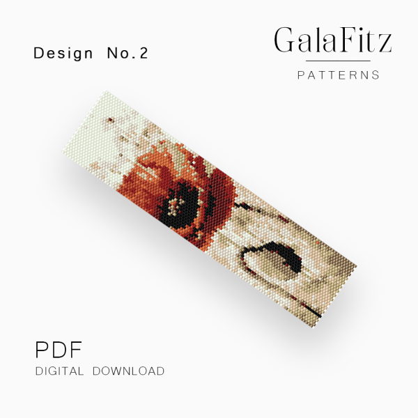 Bold Poppy Bloom Peyote Bracelet Pattern – Design No.2