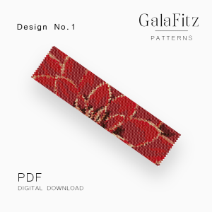 Red Dahlia Petal Peyote Bracelet Pattern – Design No.1