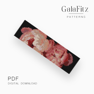 Peony Floral Peyote Bracelet Pattern PDF