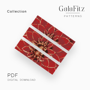 Red Dahlia Peyote Bracelet Pattern Collection Set