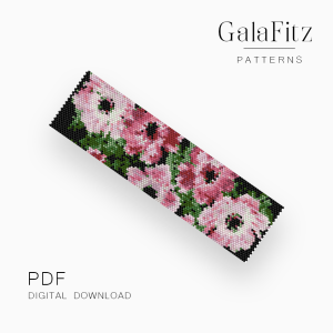 Pink Anemone Floral Peyote Bracelet Pattern