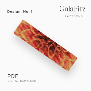 Orange dahlia bloom loom bracelet pattern with large layered petals, Design No. 1