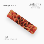 Orange dahlia petals loom bracelet pattern with layered floral design, Design No. 2