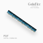 Blue, gold, white and black gradient loom bracelet pattern with a modern pixel-style color transition
