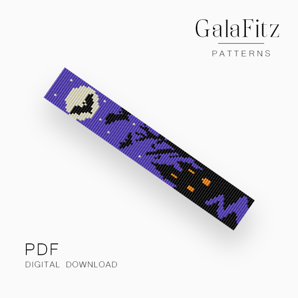 Haunted House Halloween Loom Bracelet Pattern, PDF